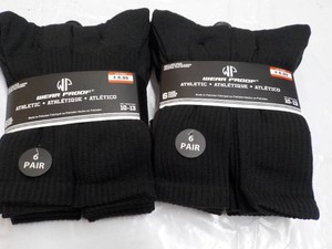 12 Pair Black Wear Proof Athletic S...