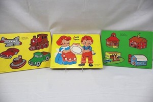 Vintage Connor Toy Wooden Puzzle Set (Lot of 3)