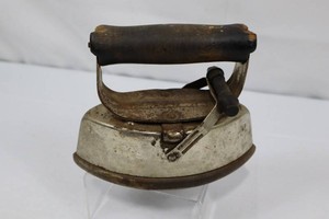Antique Cast Iron Flat Iron With Wood Handle