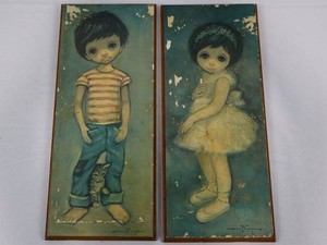 Vintage Ozz Franca Big Eyes Prints Boy & Girl (Lot of 2)