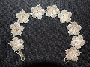 Sterling Silver Filigree Flower Bracelet 17.2g
