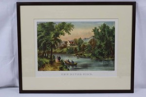 Currier & Ives the River Side Framed Print