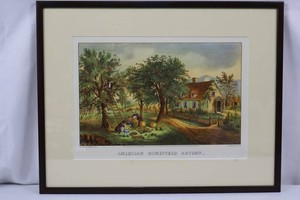 Currier & Ives American Homestead Autumn Framed Print