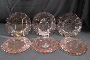 Pink Depression Glass Plates Set of 6