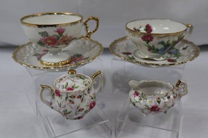 Norcrest & Lefton Miniature Floral Teacup Set Mixed Lot (4 Pieces)