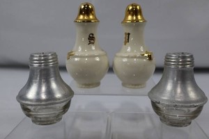 Porcelain Salt & Pepper Shakers Monogrammed Pair
