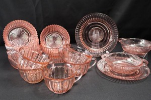 Pink Depression Glass Serving Pieces (Lot of 16)