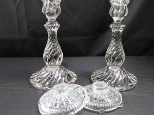 Baccarat Bambous Swirl Crystal Candleholders (Lot of 4)