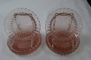 Pink Depression Glass Dessert Plates (Lot of 8)