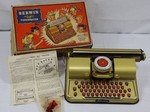 Vintage Berwin Gold Toy Typewriter With Original Box & Directions