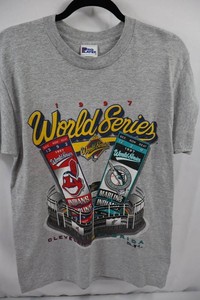 Vintage 1997 Cleveland IndiansFlorida Marlins World Series MLB T-shirt