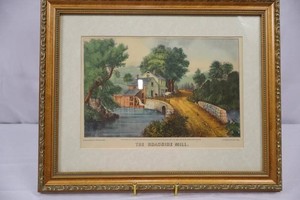 Vintage Currier & Ives the Roadside Mill Framed Print