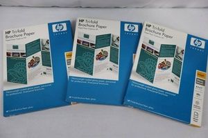 NEW HP Tri-Fold Brochure Paper 8.5 X 11 Glossy (Lot of 3)