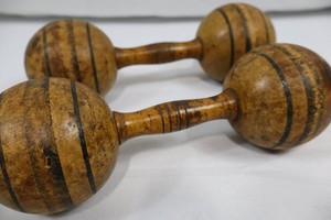 Antique Wooden Dumbbells Late 19th Century (Lot of 2)