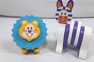 Melissa & Doug Lion & Zebra Wooden Toys (Lot of 2)