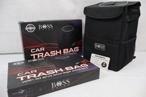 BOSS Drive Car Trash Bag With Lid & Storage Pockets