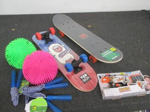 Skateboards, jump ropes, balls and ...