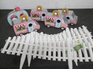 Bird houses and plastic fence...