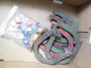 Horseshoes and miniature pool balls...