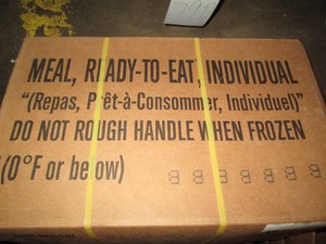 12 MRE preserved food rations, menu...