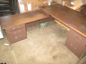 L shaped metal desk...
