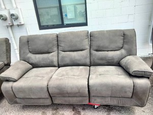 Grey triple reclining sofa. Electric Powered Reclining