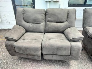 Grey plush Power reclining loveseat