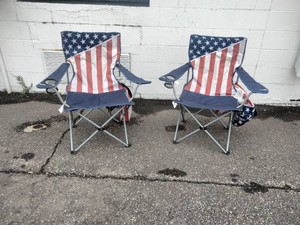 2  Patriotic Folding Arm Chairs