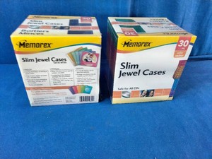 2   Memorex 30-pack slim CD jewel cases.