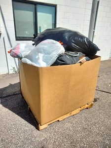Large gayload pallet box of non processed clothing