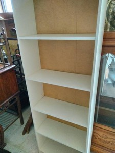 White, five-shelf bookcase