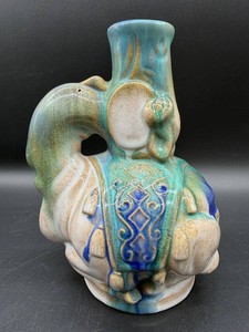 Majolica Elephant Jug 7.5 in
