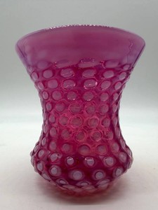 Fenton Pink Hobnail Glass Vase