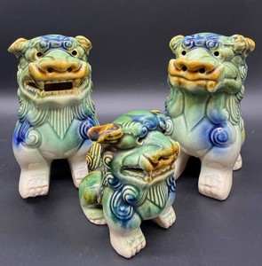Ceramic Foo Dog Figurines (Lot of 3)