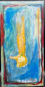 Abstract Mixed Media Canvas Painting 24 X 12 Inches