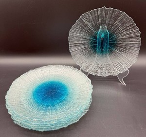 MCM Blue Glass Ice Plates (Lot of 6)