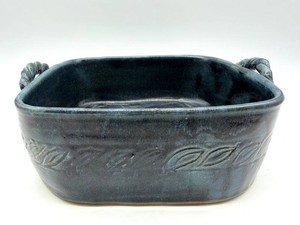 Signed Ceramic Basket Planter 10 X 9 X 4 in