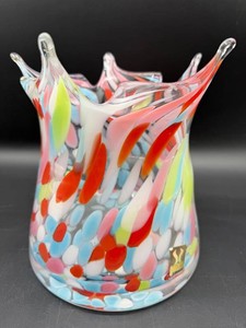 Handmade Vetricor Art Glass Vase 8 X 8.5 in