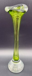 Art Glass Bud Vase with Controlled Bubbles - 10 Inch