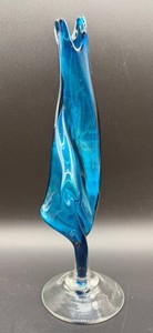 Steven Weagel Blue Art Glass Sculpture 11.5
