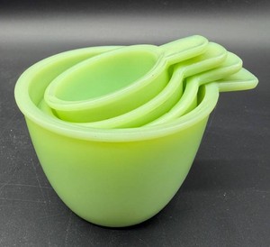 Green Jadeite Glass Nesting Measuring Cups (Lot of 4)