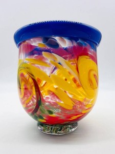Tacoma Glassblowing Studio TGS Art Glass Vase 4.75 X 5