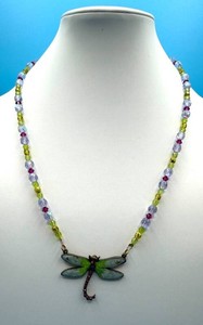 Anne Koplik Dragonfly Necklace With Beaded Chain