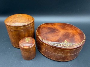 Vintage Leather Vanity Case Set (Lot of 3)