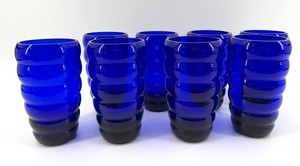 Cobalt Blue Ribbed Glass Vases (Lot of 8)