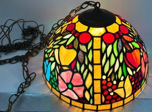 Multicolor Hanging Stained Glass Style Swag Lamp Shade - 18 X 12 in