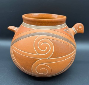 Decorative Earthenware Pottery Vessel 6.75 in
