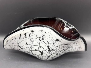 Artisan Black & White Art Glass Centerpiece Bowl