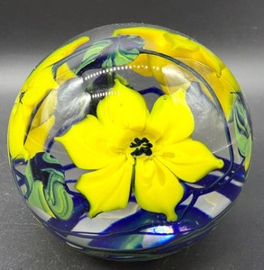 Richard Olma - Signed Art Glass Floral Paperweight
