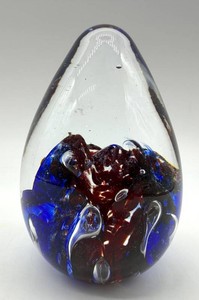 Art Glass Teardrop Paperweight - Signed